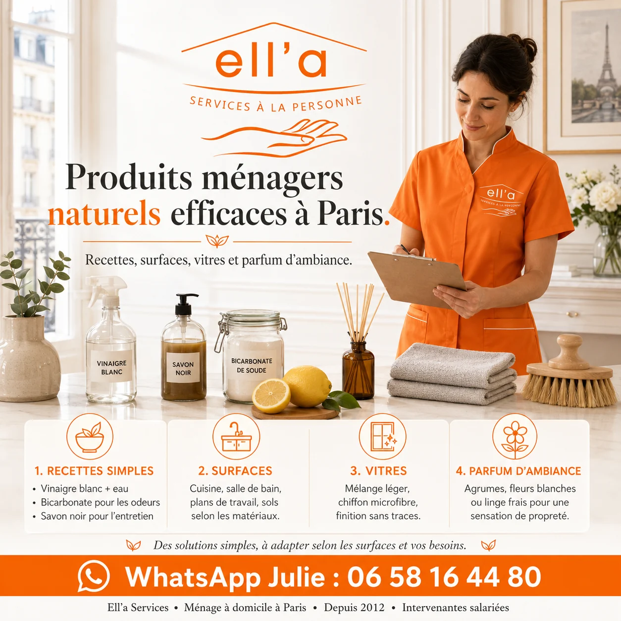 Produits ménagers naturels efficaces Paris ménage écologique Ell'a Services Paris 11
