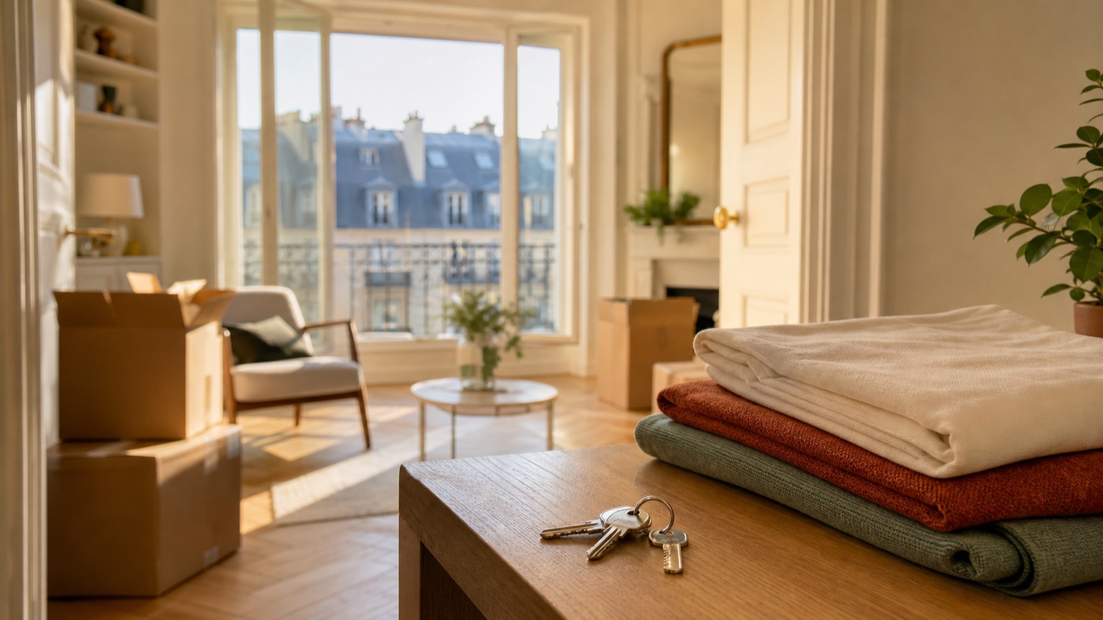 Appartement parisien prêt pour l'arrivée après un ménage de déménagement