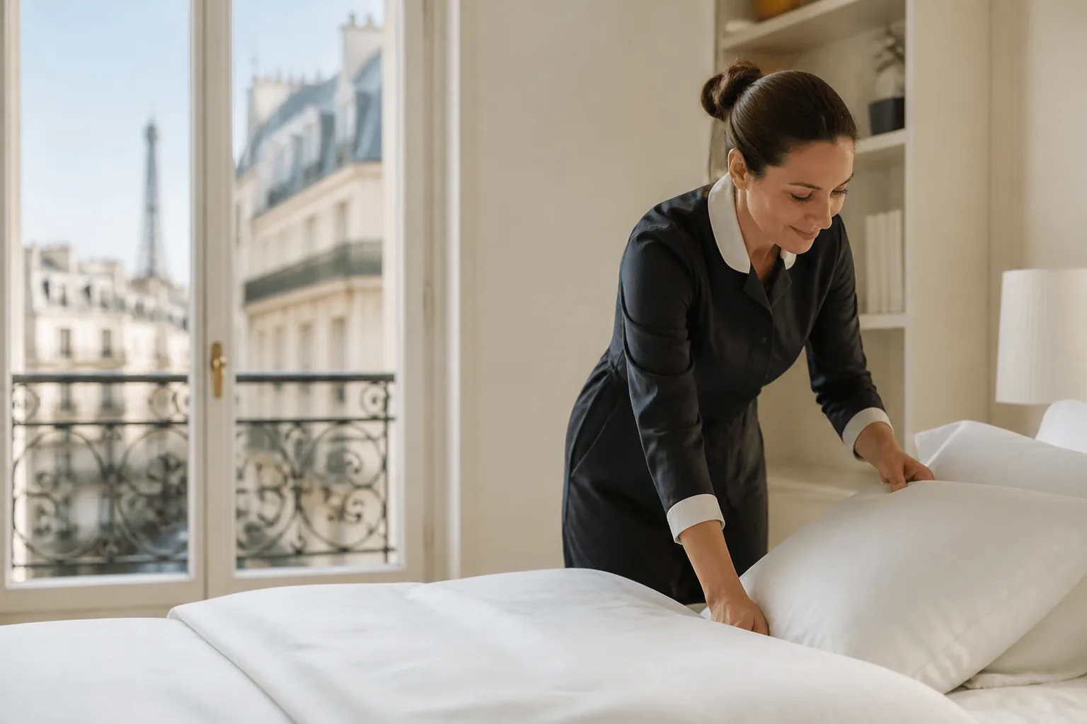 Concierge préparant un appartement parisien