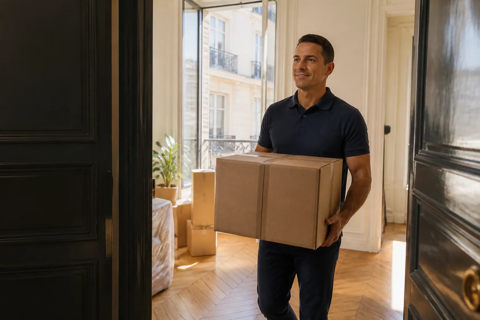 Déménageur dans un appartement parisien