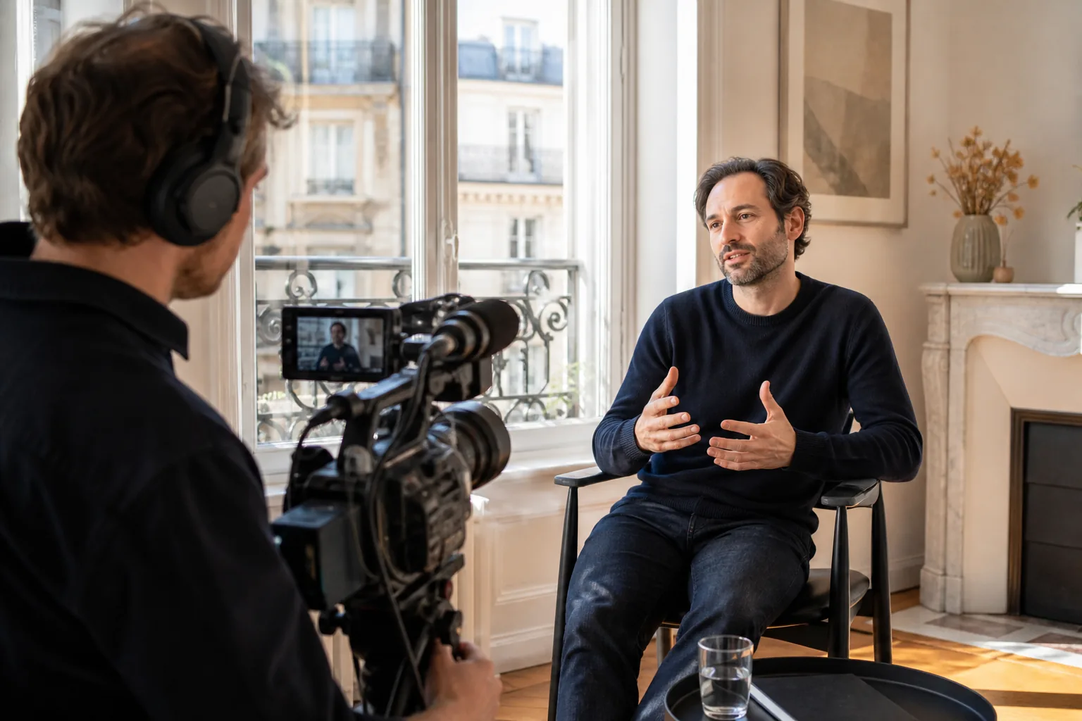 Tournage d'une interview pour la télévision